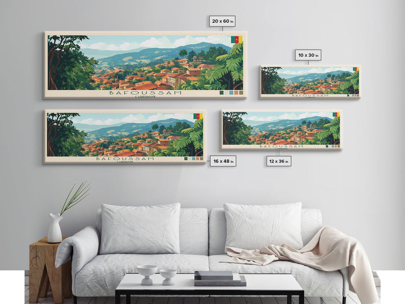 Bafoussam, Cameroon Travel Poster Panoramic Canvas Print, Bafoussam, Cameroon Painting, Cameroon Art, Bafoussam Travel Art, Guest Room Painting