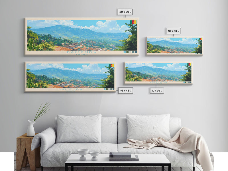 Bamenda, Cameroon Panoramic Travel Poster Canvas Print, Bamenda, Cameroon Painting, Cameroon Art, Bamenda Panoramic Travel Art, Travel Painting