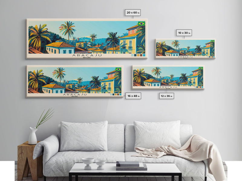 Aracaju, Brazil Panoramic Canvas Print, Aracaju, Brazil Painting, Brazil Art, Aracaju Travel Poster, Travel Art, Living Room Painting