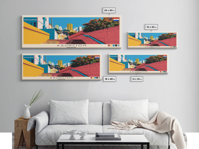 Asuncion, Paraguay Panoramic Canvas Print, Asuncion, Paraguay Painting, Paraguay Art, Asuncion Travel Poster, Travel Art, Living Room Painting