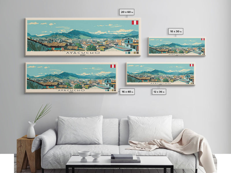 Ayacucho, Peru Panoramic Canvas Print, Ayacucho, Peru Painting, Peru Art, Ayacucho Travel Poster, Travel Art, Guest Room Painting