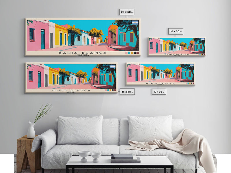 Bahia Blanca, Argentina Panoramic Canvas Print, Bahia Blanca, Argentina Painting, Argentina Art, Bahia Blanca Travel Poster, Travel Art, Guest Room Painting