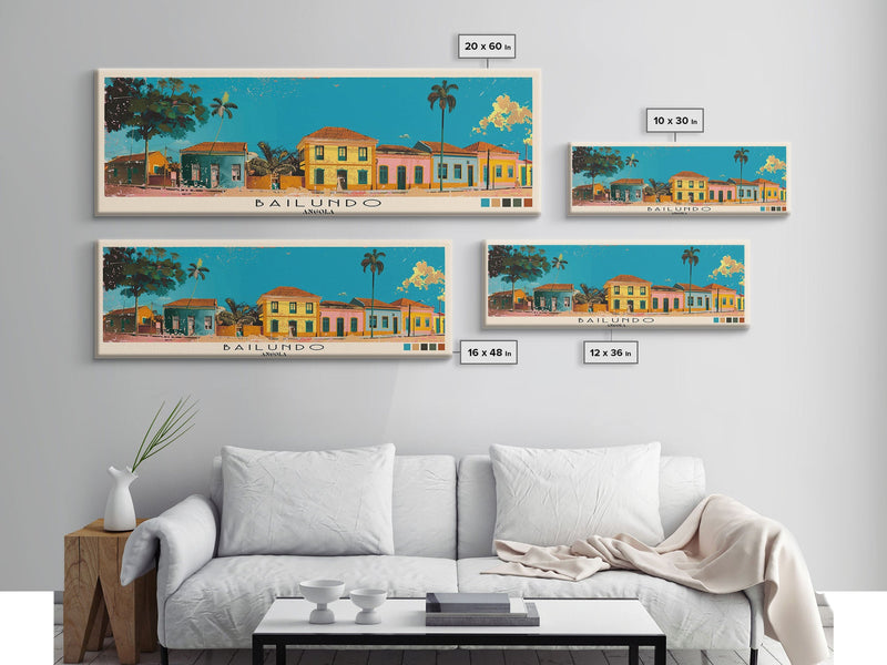 Bailundo, Angola Panoramic Canvas Print, Bailundo, Angola Painting, Angola Art, Bailundo Travel Poster, Travel Art, Vacation Gift