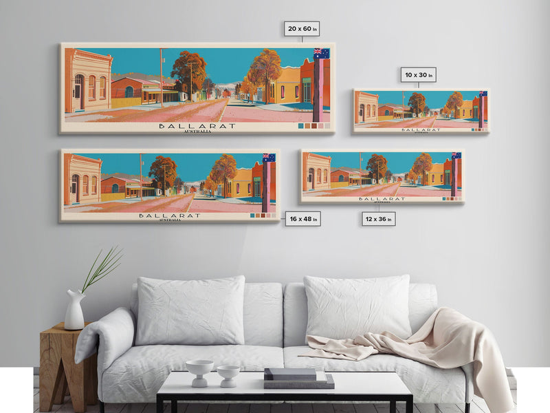 Ballarat, Australia Panoramic Canvas Print, Ballarat, Australia Painting, Australia Art, Ballarat Travel Poster, Travel Art, Housewarming Gift