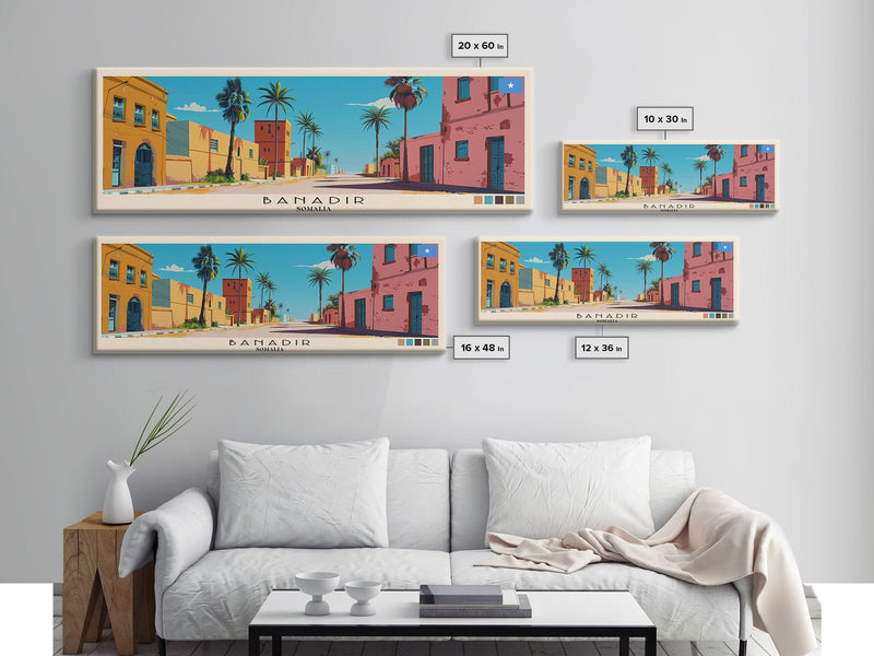 Banadir, Somalia Panoramic Canvas Print, Banadir, Somalia Painting, Somalia Art, Banadir Travel Poster, Travel Art, Living Room Painting