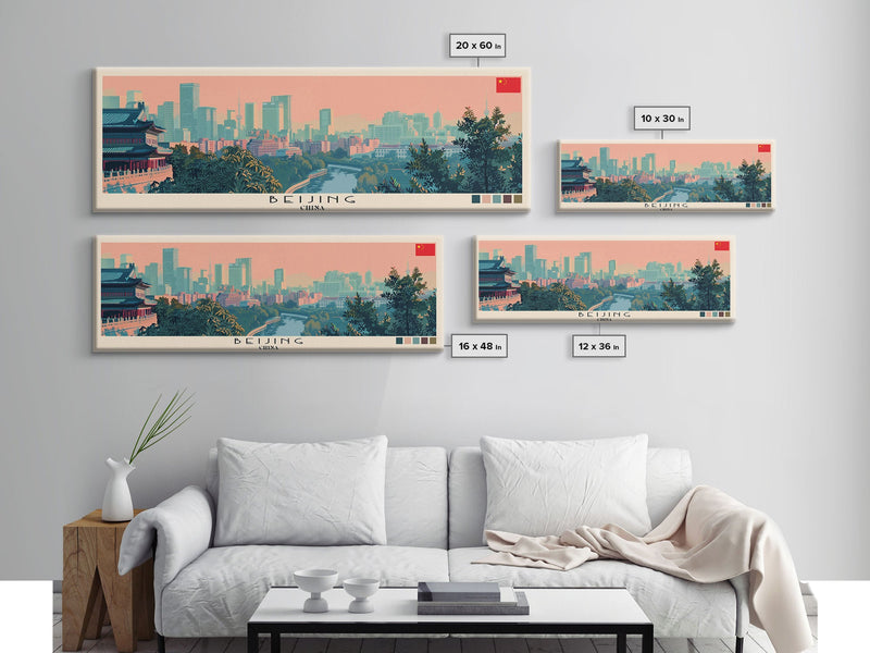 Beijing, China Panoramic Canvas Print, Beijing, China Painting, China Art, Beijing Travel Poster, Travel Art, Housewarming Gift