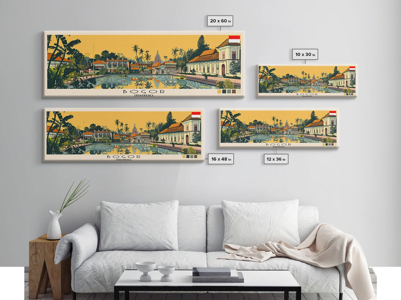 Bogor, Indonesia Panoramic Canvas Print, Bogor, Indonesia Painting, Indonesia Art, Bogor Travel Poster, Travel Art, Vacation Gift