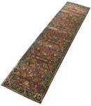 Maroon Traditional Persian Hand Knotted Wool Area Rug - 3x12