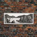 Pencil Sketch River Wall Art Print, Nature, Water, Black And White, Wall Decor, Large Canvas Art Print, Panoramic, Wall Art, Canvas Print