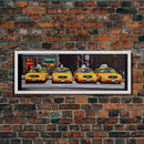 Yellow Taxis Canvas Print, City Art, Yellow Large Urban Art Print, Cars Wall Decor, Framed Canvas Print, Panoramic, Wall Art, Canvas Print