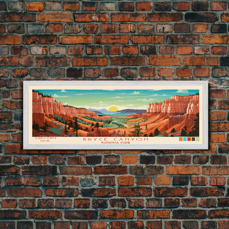 Bryce Canyon National Park, Panoramic Utah Travel Art, National Park Print, Minimalist Travel Art, Midcentury Modern Style Landscape