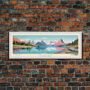 Glacier National Park, Panoramic Montana Travel Art, National Park Print, Minimalist Travel Art, Midcentury Modern Style Landscape