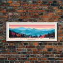 Smoky Mountains National Park, Panoramic North Carolina Travel Art, National Park Print, Minimalist Travel Art, Midcentury Modern Style