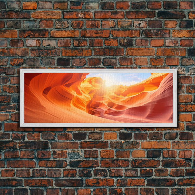 Beautiful Photographic Panoramic of Antelope Canyon Arizona, Sunset Photography, Framed Canvas Print, Landscape Photography, Landmark Art