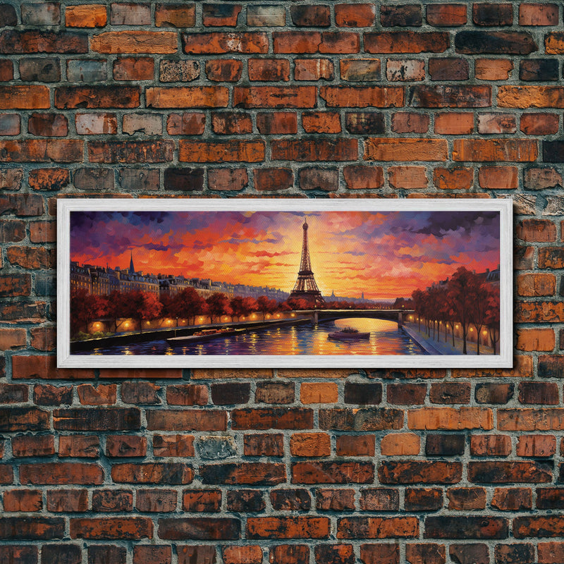 An Evening In Paris, Van Wogh Inspired Eiffel Tower Painting Canvas Print, Retro Modern Paris France Decor