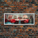 Atomic Age Scifi Style 1950s Diner Booth Wall Art, Framed Canvas Print, MCM, Midcentury Modern Wall Art, Diner Decor