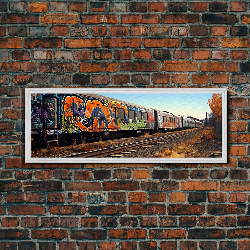 Abandoned Subway Cars, Urban Decay Graffiti Photography, Framed Canvas Print, Industrial Loft Decor, Loft Wall Art, Urban Art