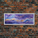 Purple Marble Canvas Wall Art, Abstract Canvas Art, Panoramic Extra Large Wall Art, Marble Wall Decor, Modern Art, Purple and Gold Art