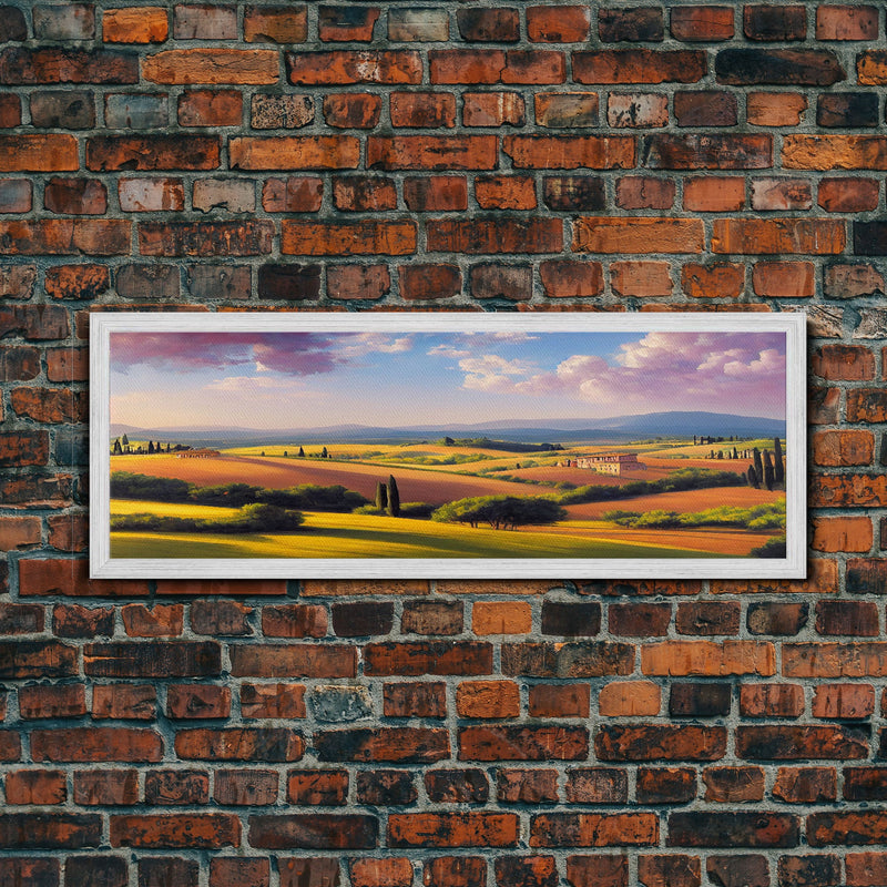 Beautiful Italian Villa and Countryside, Extra Large Wall Art, Framed Panoramic Canvas Print, Framed Wall Decor