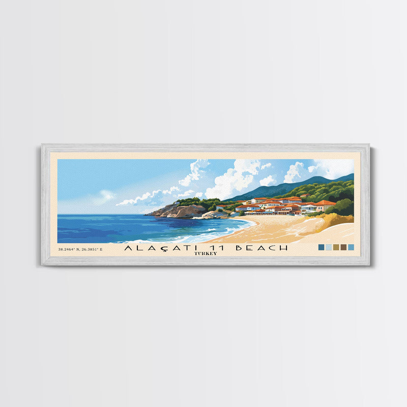 AlaÃ§atÄ± 11 Beach, Turkey Panoramic Beach Print, Vacation Gift, Turkey Wall Art, Beach Painting, Beach Decor, Beach Painting