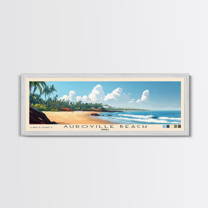 Auroville Beach, India Panoramic Print, Vacation Gift, India Wall Art, Beach Painting, Beach Decor, Large Wall Art, Wood Frame Art