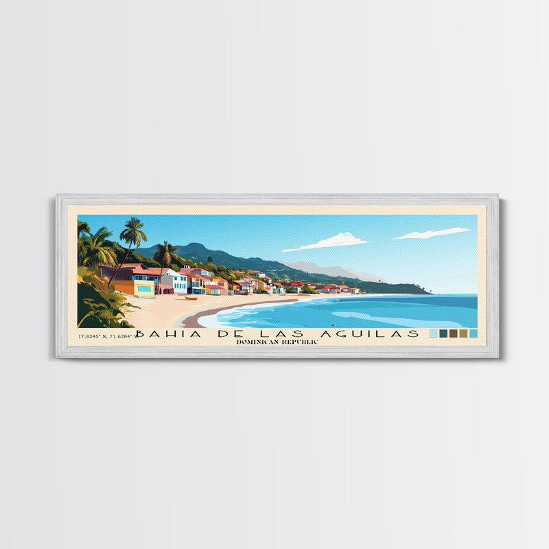 Bahia de Las Aguilas, Dominican Republic Panoramic Print, Vacation Gift, Dominican Republic Wall Art, Beach Painting, Beach Decor, Large Wall Art, Wood Frame Art