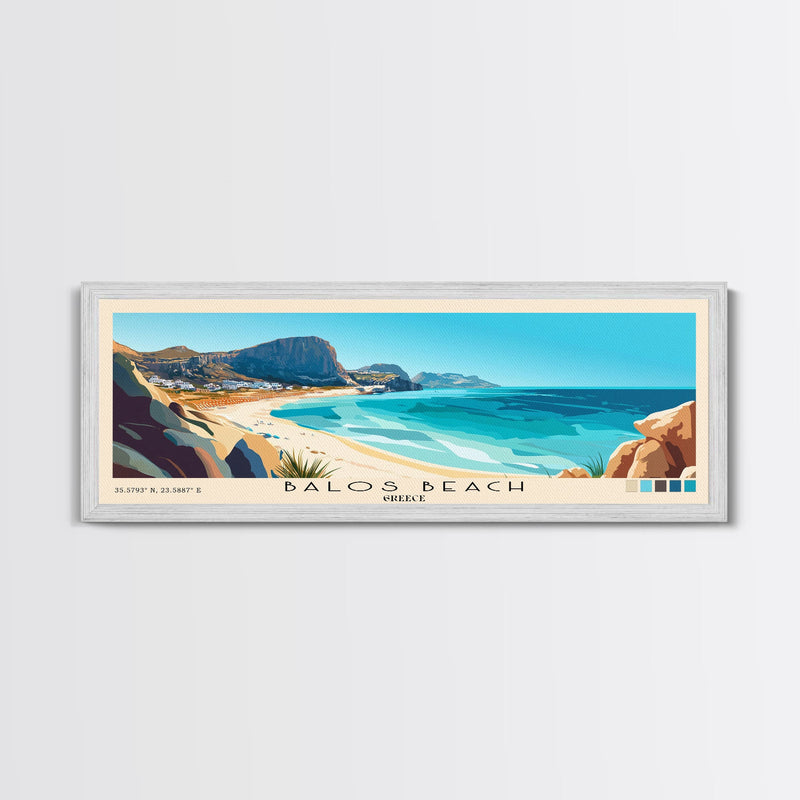 Balos Beach, Greece Panoramic Beach Print, Vacation Gift, Greece Wall Art, Beach Painting, Beach Decor, Beach Painting