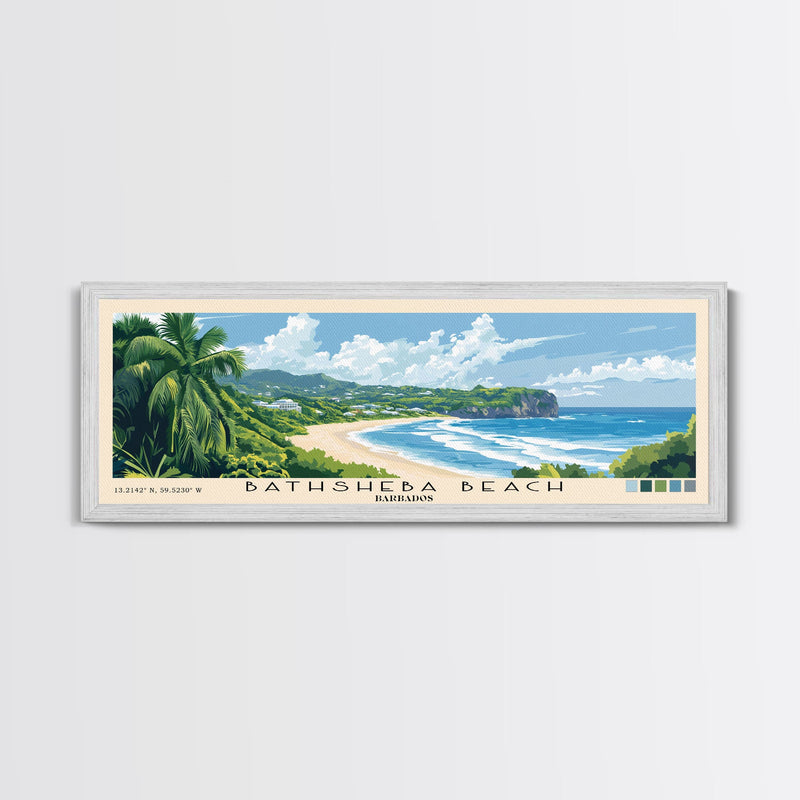 Bathsheba Beach, Barbados Panoramic Print, Vacation Gift, Barbados Wall Art, Beach Painting, Beach Decor, Beach Or Lakehouse Art