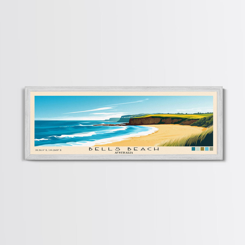 Bells Beach, Australia Panoramic Beach Print, Vacation Gift, Australia Wall Art, Beach Painting, Beach Decor, Beach Painting