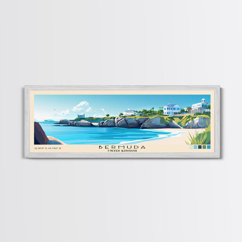 Bermuda, United Kingdom Panoramic Beach Print, Vacation Gift, United Kingdom Wall Art, Beach Painting, Beach Decor, Beach Painting