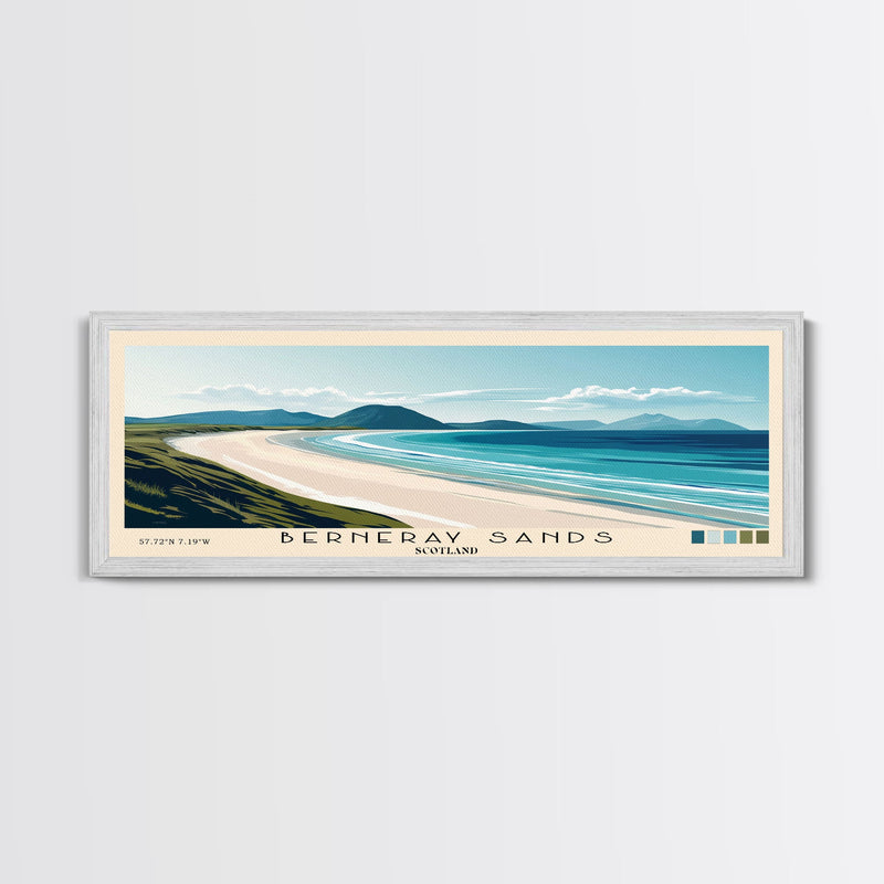 Berneray Sands, Scotland Panoramic Print, Vacation Gift, Scotland Wall Art, Beach Painting, Beach Decor, Large Wall Art, Wood Frame Art