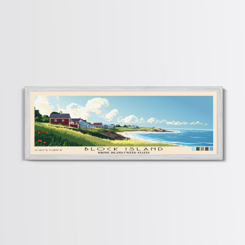 Block Island, Rhode Island,United States Panoramic Print, Vacation Gift, Rhode Island,United States Wall Art, Beach Painting, Beach Decor, Beach Or Lakehouse Art