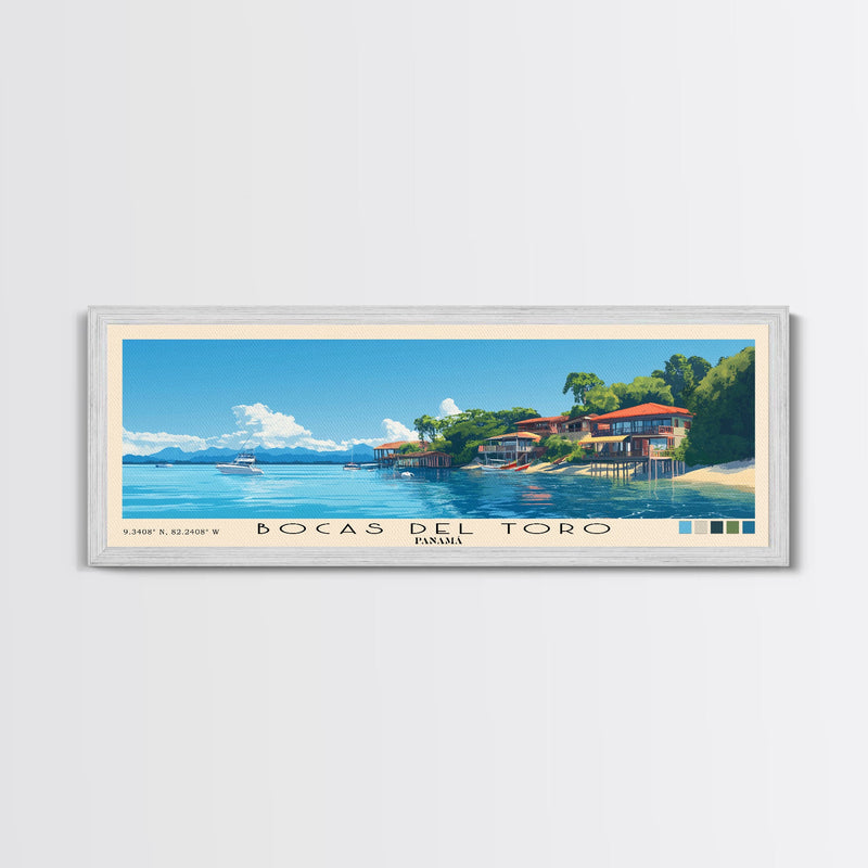 Bocas del Toroâ€¯, PanamÃ¡ Panoramic Beach Print, Vacation Gift, PanamÃ¡ Wall Art, Beach Painting, Beach Decor, Beach Painting