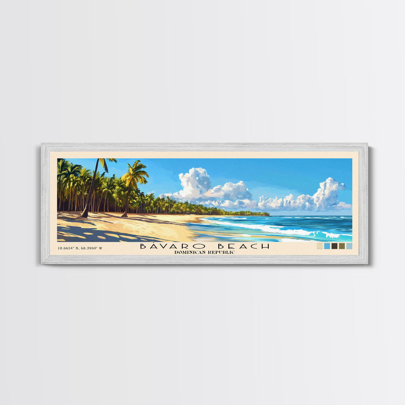 BÃ¡varo Beach, Dominican Republic Panoramic Beach Print, Vacation Gift, Dominican Republic Wall Art, Beach Painting, Beach Decor, Beach Painting