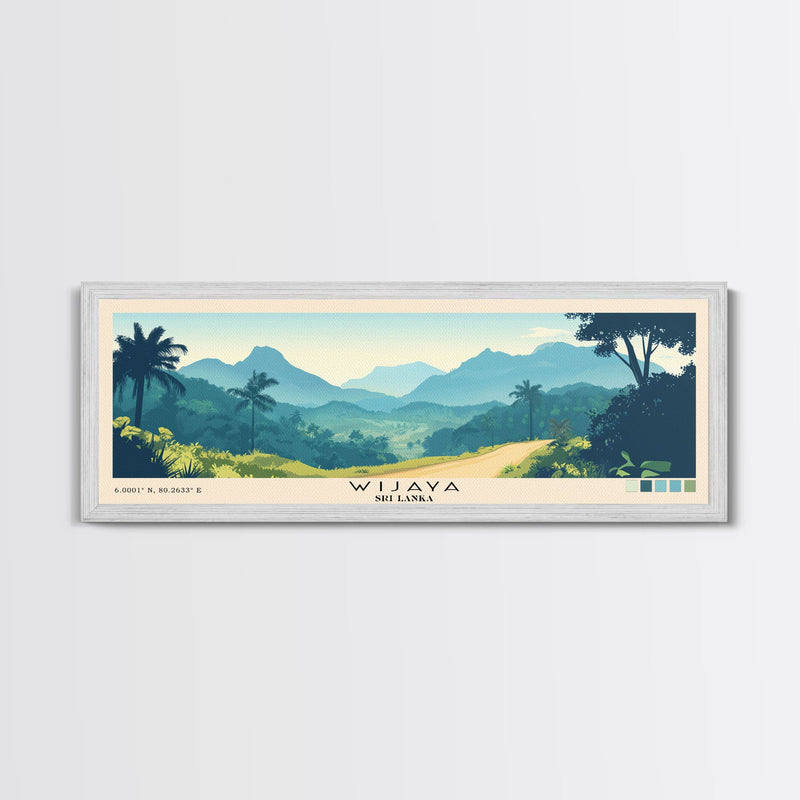 Wijaya, Sri Lanka Panoramic Beach Print, Vacation Gift, Sri Lanka Wall Art, Framed Canvas Print, Framed Beach Painting