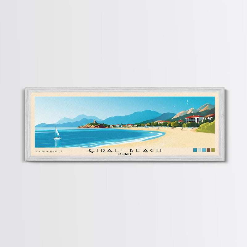 Ã‡Ä±ralÄ± Beach, Turkey Panoramic Print, Vacation Gift, Turkey Wall Art, Beach Painting, Beach Decor, Beach Or Lakehouse Art