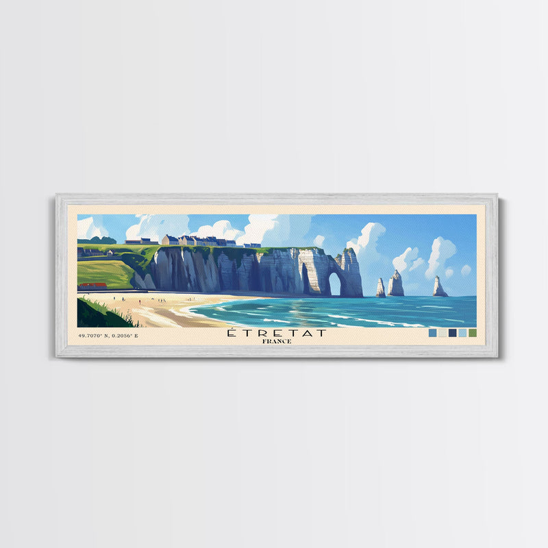 Ã‰tretat, France Panoramic Beach Print, Vacation Gift, France Wall Art, Beach Painting, Beach Decor, Beach Painting