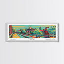 Omaha Nebraska Panoramic Painting Framed Canvas Print, Travel Poster, Mid Century Modern Art, Pop Art Style, Wall Art, Home Decor