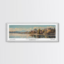 Vancouver Washington Panoramic Framed Canvas Print, Retro Style Wall Art, Unique Travel Poster, Artistic Living Room Decor, Office Gift Idea