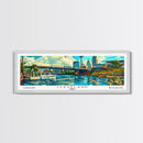 Cleveland Ohio Panoramic Wall Art Framed Canvas Print, Mid Century Modern Art, Pop Art Style, Travel Poster, Home Decor, Retro Style