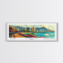 Honolulu Hawaii Panoramic Wall Art Framed Canvas Print, Mid Century Modern Art, Pop Art Style, Travel Poster, Home Decor, Retro Style