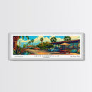 Jacksonville Florida Panoramic Painting Framed Canvas Print, Mid Century Modern Art, Pop Art Style, Travel Poster, Wall Art Decor