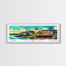 Port St. Lucie Florida Panoramic Framed Canvas Print, Retro Style Wall Art, Mid Century Modern Home Decor, Pop Art Travel Poster