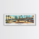 Bakersfield California Panoramic Wall Art, Mid Century Modern Framed Canvas Print, Retro Pop Art Travel Poster, Office Wall Art, Living Room Decor