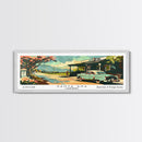 Santa Ana California Panoramic Painting, Mid Century Modern Framed Canvas Print, Retro Pop Art Travel Poster, Living Room and Office Wall Art