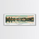 Bellevue Washington Panoramic Painting, Mid Century Modern Framed Canvas Print, Retro Pop Art Travel Poster, Office Wall Art, City Print