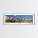 Birmingham Alabama Panoramic Painting, Mid Century Modern Framed Canvas Print, Retro Pop Art Travel Poster, Office Wall Art, City Print
