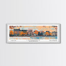 Cambridge Massachusetts Panoramic Painting, Mid Century Modern Framed Canvas Print, Retro Pop Art Travel Poster, Home Decor, City Print