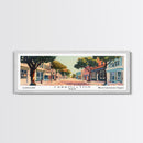 Carrollton Texas Panoramic Painting, Mid Century Modern Framed Canvas Print, Retro Pop Art Travel Poster, Office Wall Art, City Print