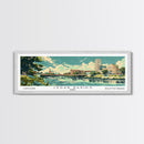 Cedar Rapids Iowa Panoramic Painting, Mid Century Modern Framed Canvas Print, Retro Pop Art Travel Poster, Living Room Wall Art Decor, City Print